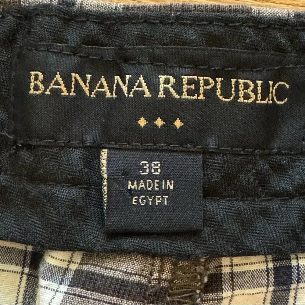Banana Republic brown white plaid casual golf shorts size 38  b27